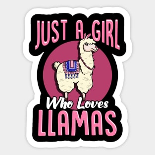 Cute Just A Girl Who Loves Llamas Cute Fluffy Lama Sticker